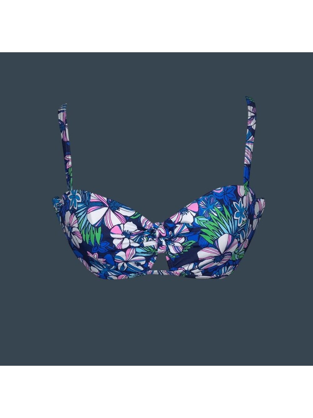 Floral Print Bikini Top With Adjustable Straps 32DD Cup By Sun Dazed Padded